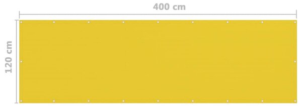 Balkonski zastor žuti 120 x 400 cm HDPE - Žuta / 120 x 400 cm