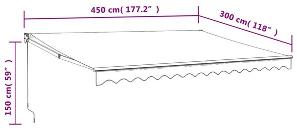 Tenda na uvlačenje krem 4,5 x 3 m od tkanine i aluminija - Krema / 4.5 x 3 m