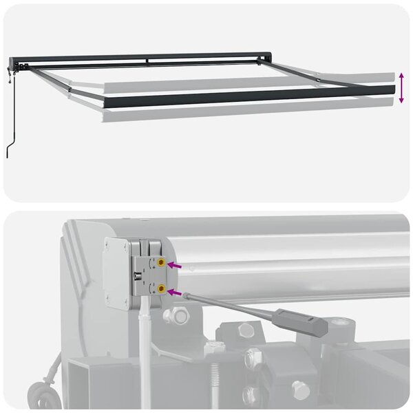 Tenda na uvlačenje antracit i bijela 3x2,5 m tkanina i aluminij - Antracitno siva / 3 x 2.5 m