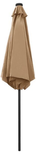 Vrtni suncobran LED s aluminijskim stupom 270 cm smeđesivi - Siva / N/A