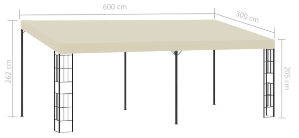 Zidna sjenica 3 x 6 m krem od tkanine - Krema / 3 x 6 m