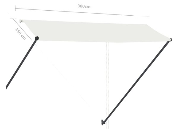 Tenda na uvlačenje s LED svjetlima 300 x 150 cm krem - Krema / 300 x 150 cm