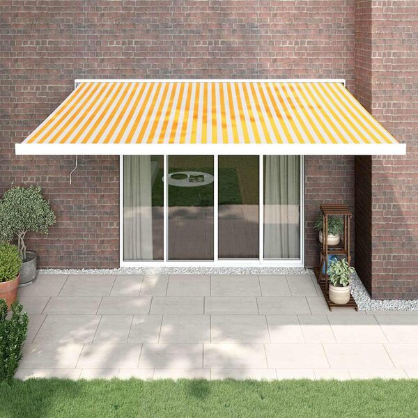 Tenda na uvlačenje žuto-bijela 4,5x3 m od tkanine i aluminija - Žuta / 4.5 x 3 m