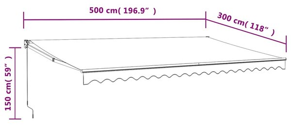 Automatska tenda na uvlačenje antracit 5 x 3 m - Antracitno siva / 5 x 3 m