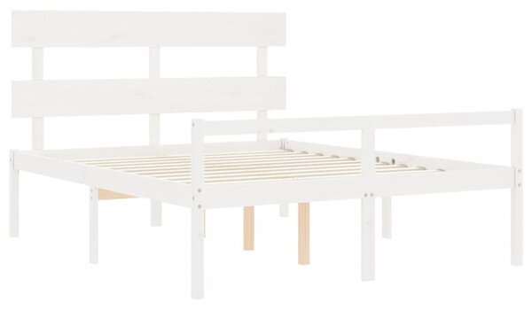 Krevet za starije s uzglavljem bijeli 160x200 cm masivnog drva - Bijela / 160 x 200 cm