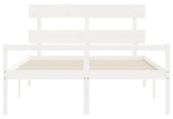Krevet za starije s uzglavljem bijeli 160x200 cm masivnog drva - Bijela / 160 x 200 cm