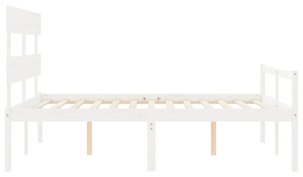 Krevet za starije s uzglavljem bijeli 160x200 cm masivnog drva - Bijela / 160 x 200 cm