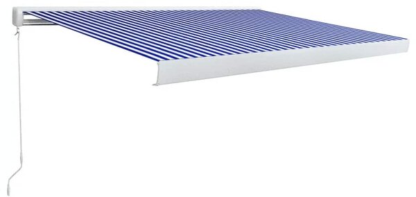 Kazetna tenda na ručno uvlačenje 400 x 300 cm plavo-bijela - Plava / 400 x 300 cm