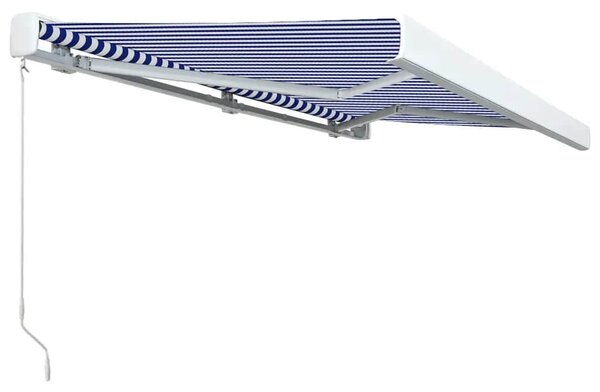 Kazetna tenda na ručno uvlačenje 400 x 300 cm plavo-bijela - Plava / 400 x 300 cm