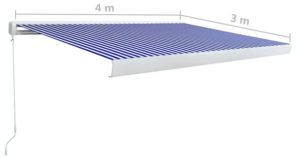 Kazetna tenda na ručno uvlačenje 400 x 300 cm plavo-bijela - Plava / 400 x 300 cm