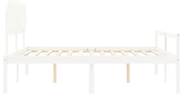 Krevet za starije s uzglavljem bijeli bračni od masivnog drva - Bijela / 180 x 200 cm