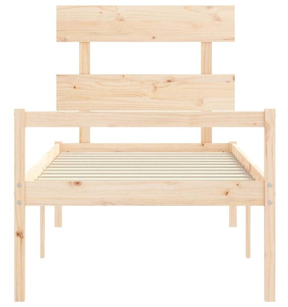 Krevet za starije s uzglavljem za jednu osobu od masivnog drva - Smeđa / 90 x 190 cm