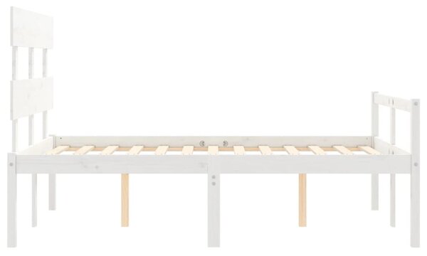 Krevet za starije s uzglavljem bijeli mali bračni masivno drvo - Bijela / 120 x 190 cm