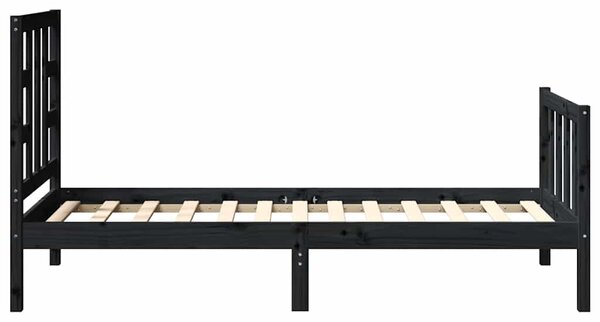 Okvir kreveta s uzglavljem crni jednokrevetni masivno drvo - Crna / 75 x 190 cm