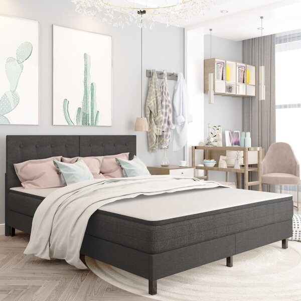Krevet od tkanine s oprugama tamnosivi 180 x 200 cm - Siva / 180 x 200 cm