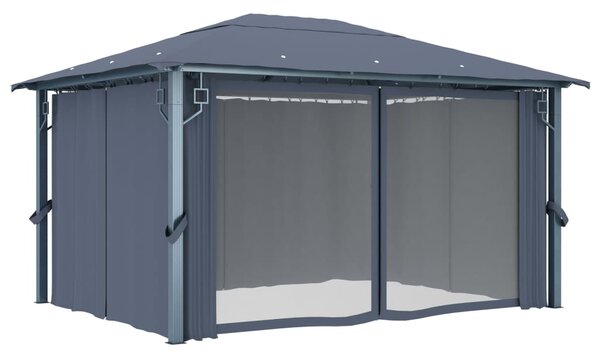 Sjenica sa zastorom 400 x 300 cm antracit aluminijum - Antracitno siva / 400 x 300 cm