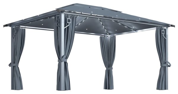 Sjenica sa zastorima i LED svjetlima 400 x 300 cm antracit - Antracitno siva / 400 x 300 cm