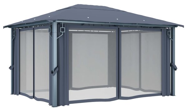 Sjenica sa zastorom 400 x 300 cm antracit aluminijum - Antracitno siva / 400 x 300 cm