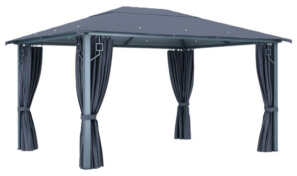 Sjenica sa zastorima i LED svjetlima 400 x 300 cm antracit - Antracitno siva / 400 x 300 cm