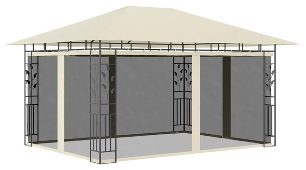 Sjenica s mrežom i LED svjetlosnim trakama 4 x 3 x 2,73 m krem - Krema / 4 x 3 x 2.73 m