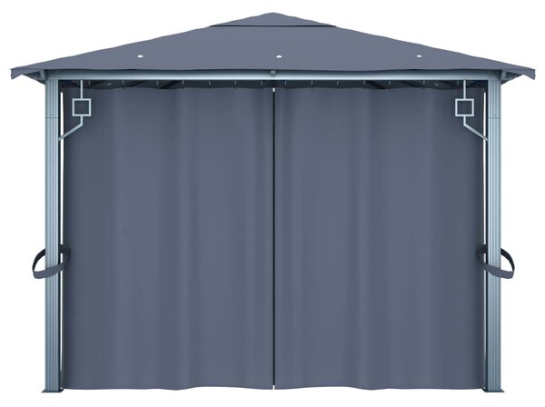 Sjenica sa zastorima i LED svjetlima 400 x 300 cm antracit - Antracitno siva / 400 x 300 cm