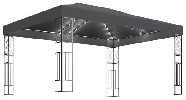 Sjenica s LED svjetlosnim trakama 3 x 4 m antracit od tkanine - Antracitno siva / 3 x 4 m