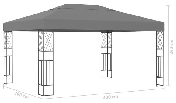 Sjenica s LED svjetlosnim trakama 3 x 4 m antracit od tkanine - Antracitno siva / 3 x 4 m