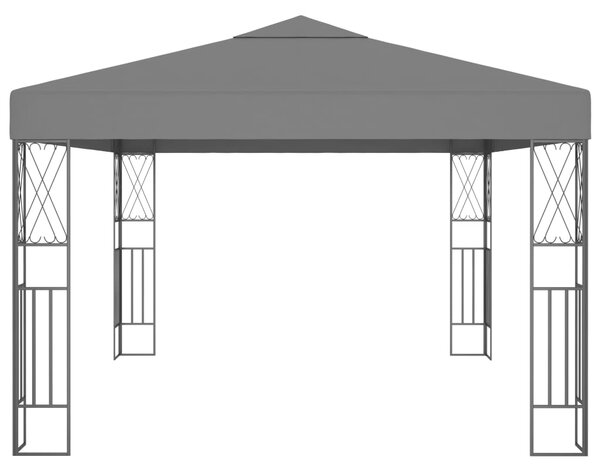 Sjenica s LED svjetlosnim trakama 3 x 4 m antracit od tkanine - Antracitno siva / 3 x 4 m