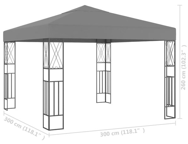 Sjenica od tkanine 3 x 3 m antracit - Antracitno siva / 3 x 3 m