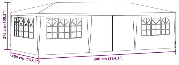 Profesionalni šator za zabave 4 x 9 m bijeli 90 g/m² - Bijela / 4 x 9 m