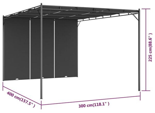 Vrtna sjenica s bočnim zastorom 4 x 3 x 2,25 m antracit - Antracitno siva / 4 x 3 x 2.25 m