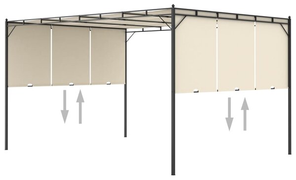 Vrtna sjenica s bočnim zastorom 4 x 3 x 2,25 m krem - Krema / 4 x 3 x 2.25 m