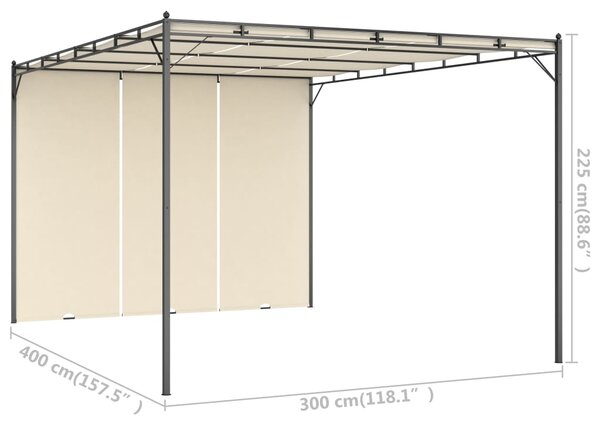 Vrtna sjenica s bočnim zastorom 4 x 3 x 2,25 m krem - Krema / 4 x 3 x 2.25 m