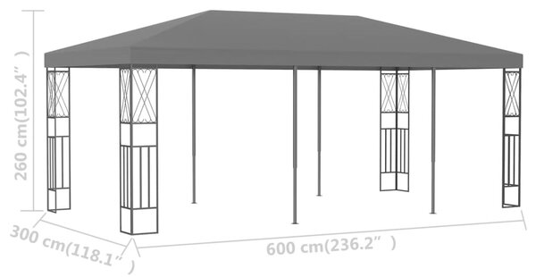 Sjenica od tkanine 3 x 6 m antracit - Antracitno siva / 3 x 6 m