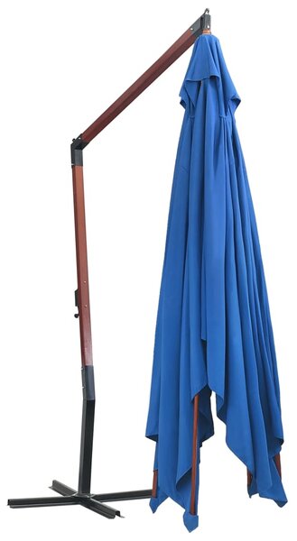 Viseći suncobran s drvenim stupom 400 x 300 cm plavi - Plava / N/A