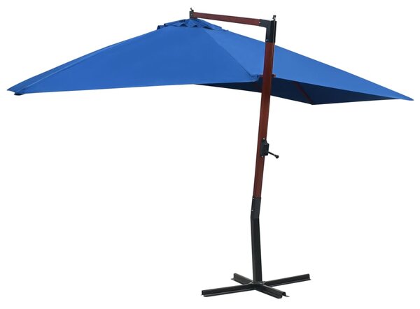 Viseći suncobran s drvenim stupom 400 x 300 cm plavi - Plava / N/A