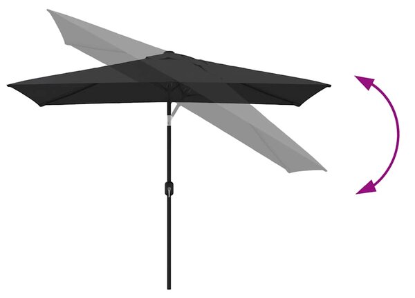 Vanjski suncobran s metalnim stupom 300 x 200 cm crni - Crna / N/A