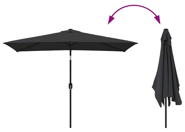 Vanjski suncobran s metalnim stupom 300 x 200 cm crni - Crna / N/A