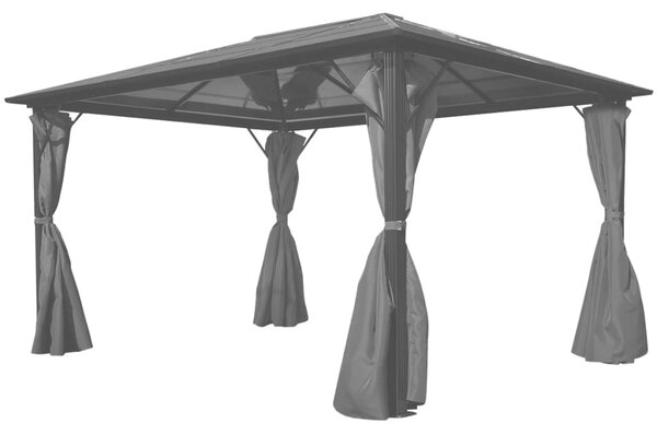 Sjenica sa zavjesom antracit od aluminija 400 x 300 cm - Antracitno siva / 400 x 300 cm