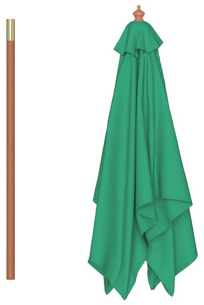 Vanjski suncobran s drvenim stupom 150 x 200 cm zeleni - Zelena / N/A