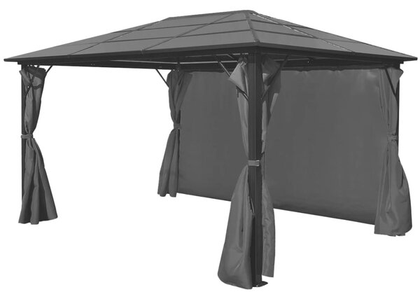 Sjenica sa zavjesom antracit od aluminija 400 x 300 cm - Antracitno siva / 400 x 300 cm