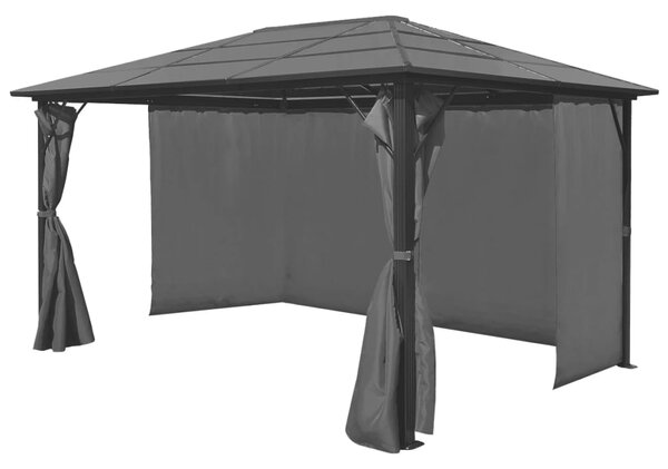 Sjenica sa zavjesom antracit od aluminija 400 x 300 cm - Antracitno siva / 400 x 300 cm