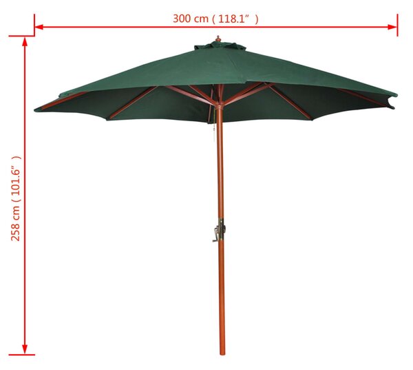 Suncobran zeleni 258 cm - Zelena / N/A