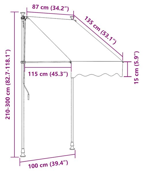 Tenda na ručno uvlačenje s LED svjetlima 100 cm antracit - Antracitno siva / N/A