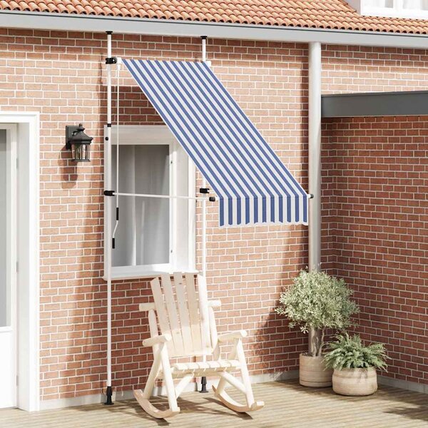 Tenda na ručno uvlačenje 100 cm plavo-bijela prugasta - Plava / N/A