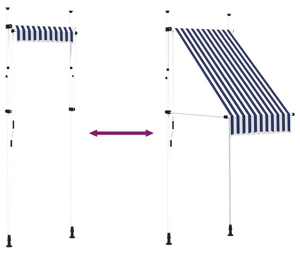 Tenda na ručno uvlačenje 100 cm plavo-bijela prugasta - Plava / N/A