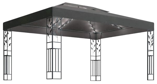 Sjenica s dva krova i LED svjetlosnim trakama 3 x 4 m antracit - Antracitno siva / N/A