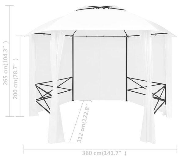 Vrtni šator sa zavjesama 360 x 312 x 265 cm bijeli 180 g/m² - Bijela / N/A