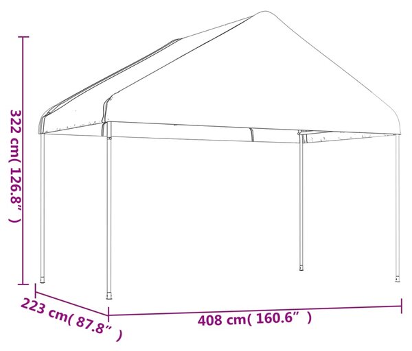 Sjenica s krovom bijela 13,38 x 4,08 x 3,22 m polietilen - Bijela / 13.38 x 4.08 x 3.22 m