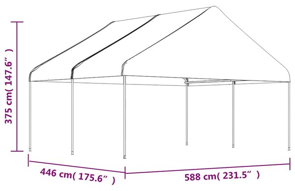 Sjenica s krovom bijela 4,46 x 5,88 x 3,75 m polietilen - Bijela / 4.46 x 5.88 x 3.75 m